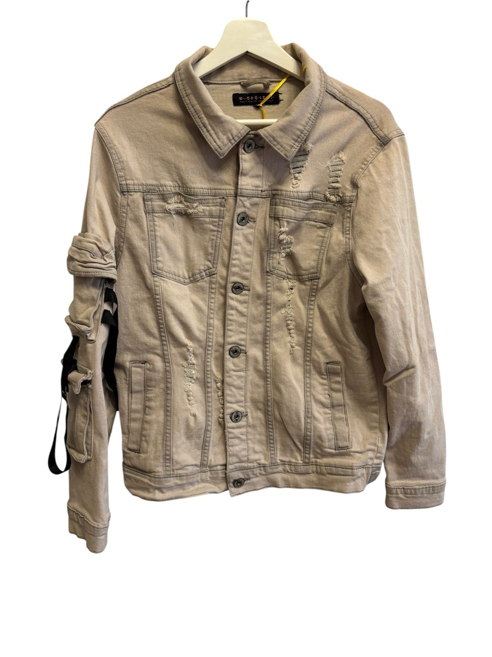 **M Society "Politically Incorrect" Distressed Denim Jacket**